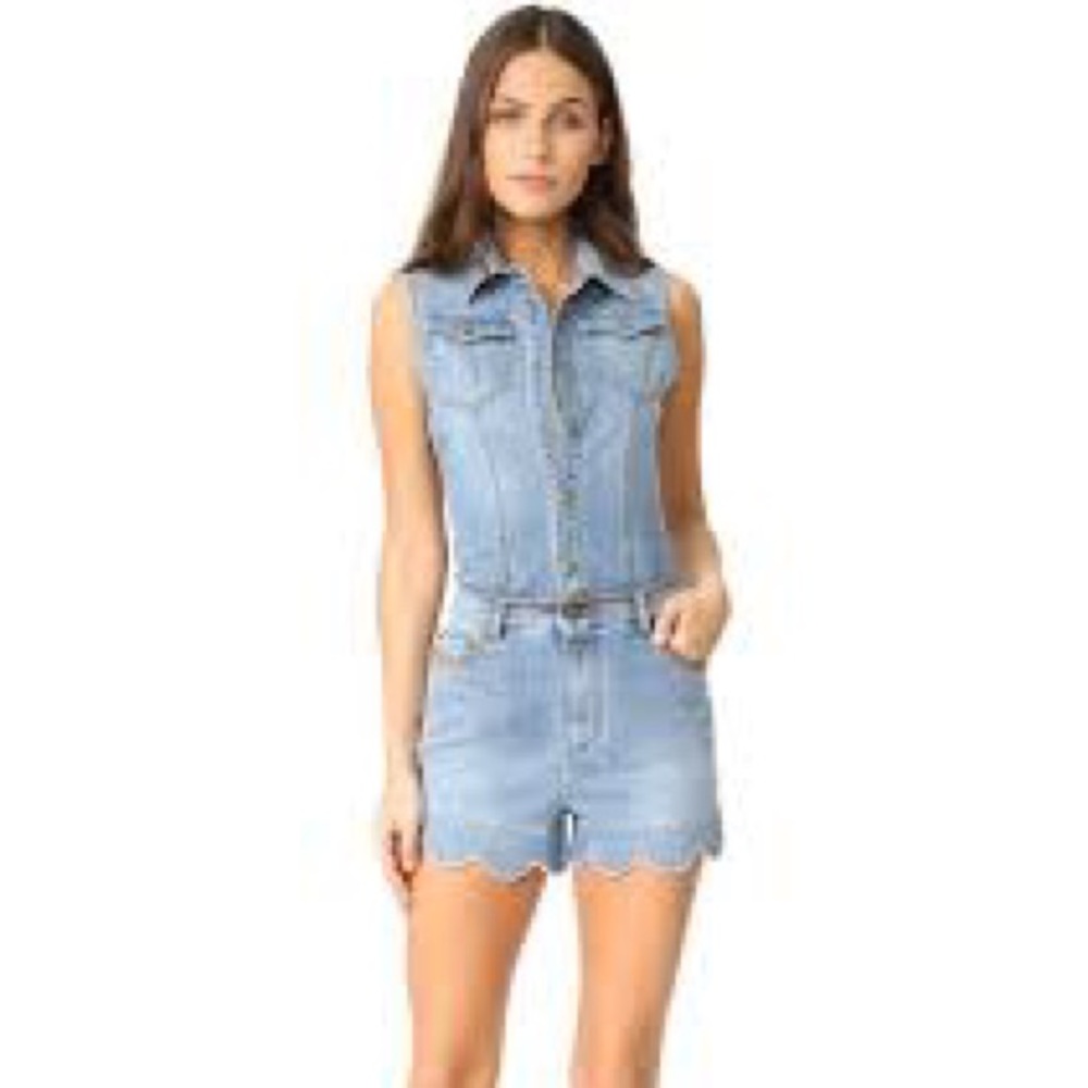 Red Valentine denim romper